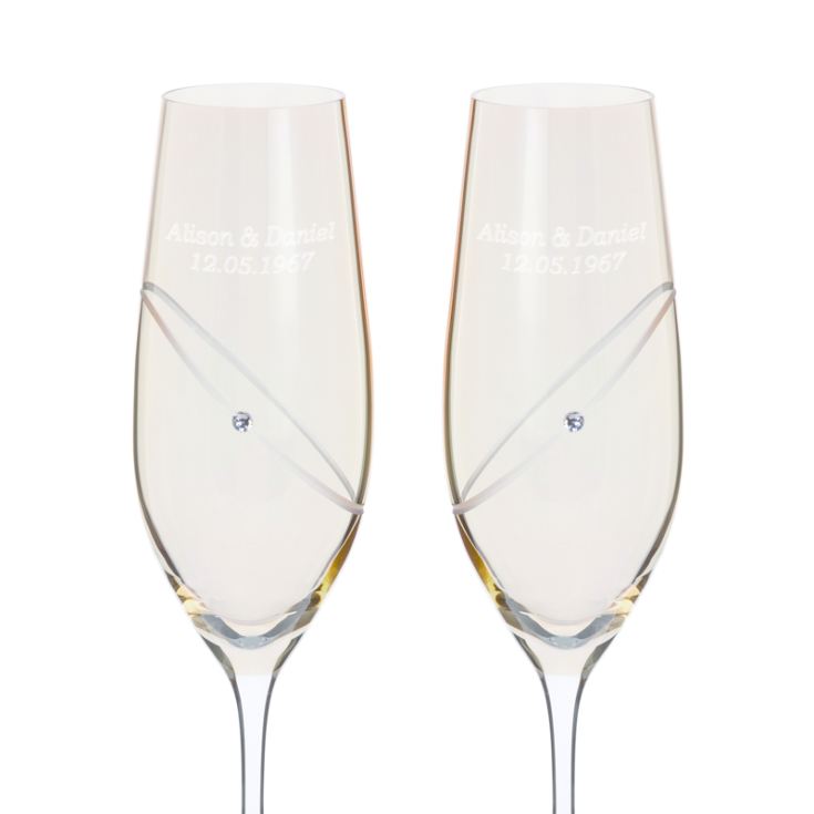 Pair of Personalised Dartington Crystal Gold Flutes product image