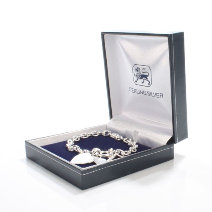 Sterling Silver T-Bar Heart Bracelet With Personalised Box product image