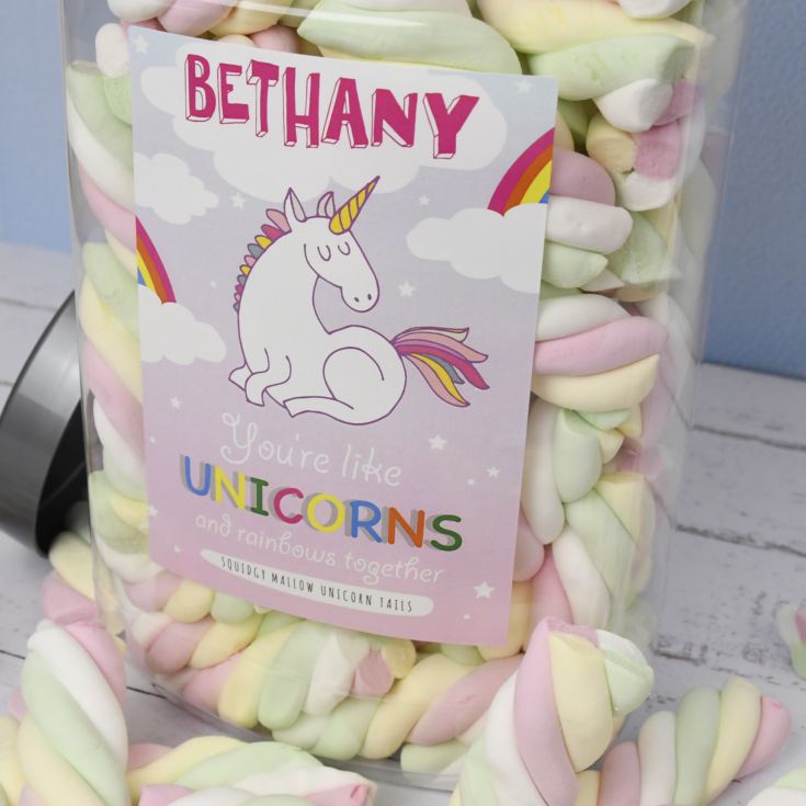 Personalised Giant Fluffy Unicorn Tails Sweet Jar product image