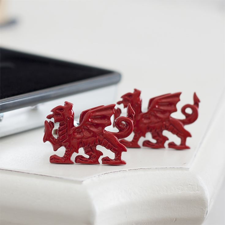 Red Welsh Dragon Cufflinks in Personalised Box product image