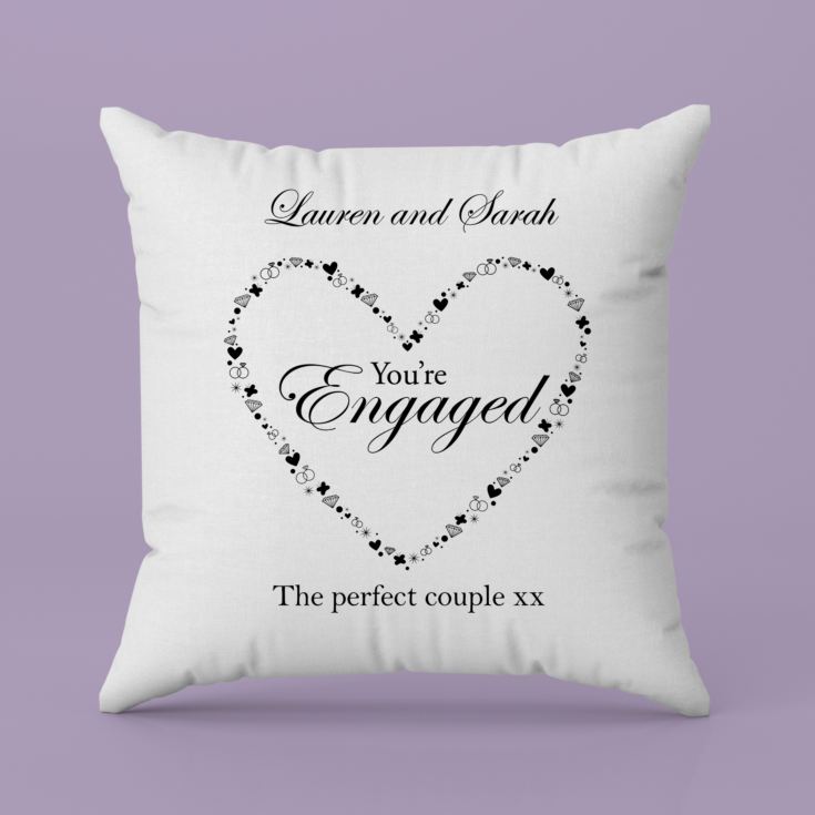 Personalised You're Engaged Heart Design Cushion product image