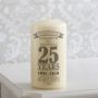 Personalised 25th Anniversary Candle - 9.99 Personalised 25th Anniversary Candle