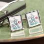 Personalised Cartoon Cricket Cufflinks - 18.99 Personalised Cartoon Cricket Cufflinks