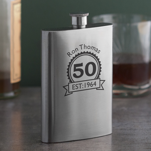 Personalised 50th Birthday Hip Flask