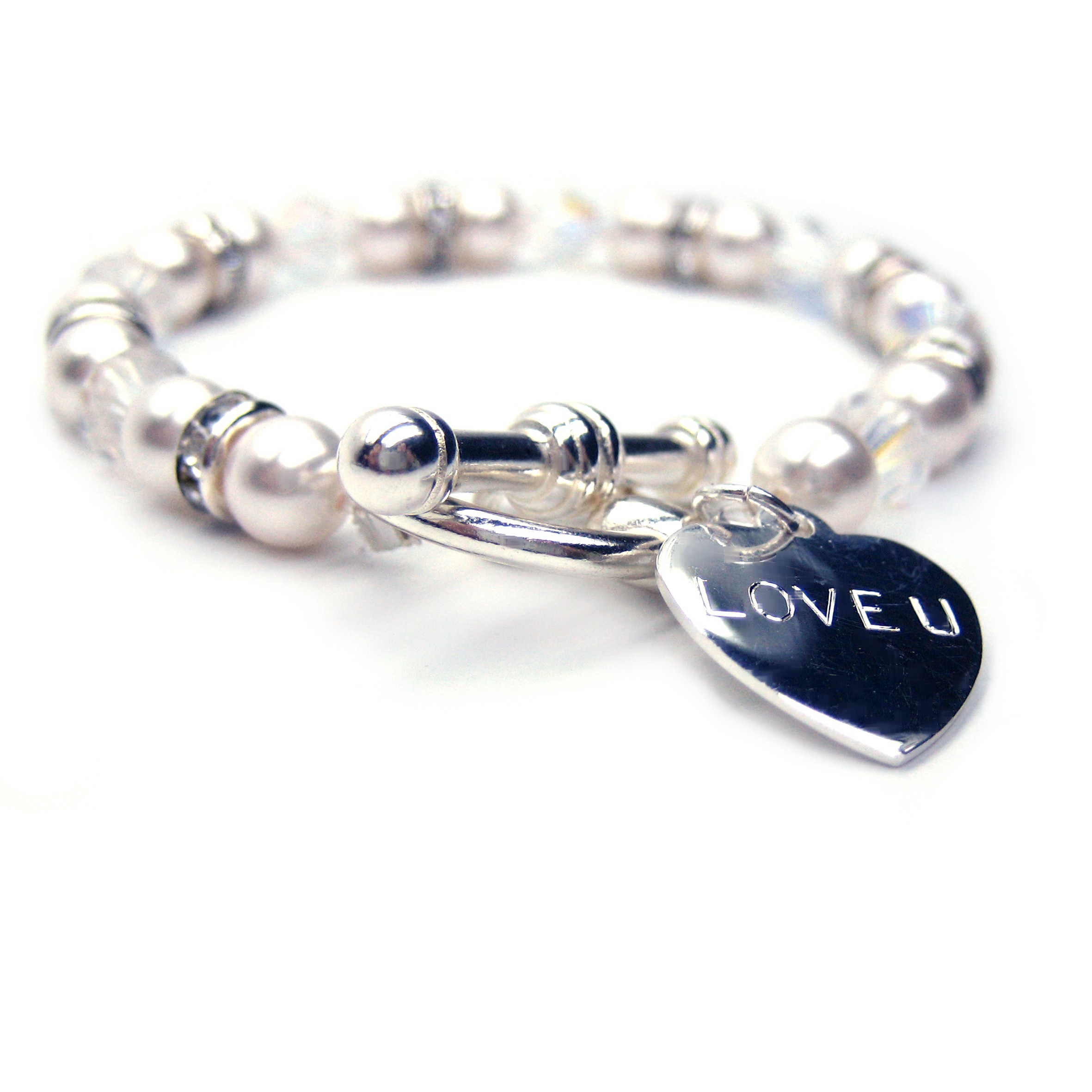 Silver Wedding Anniversary Aspire Personalised Bracelet Single