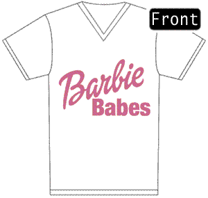 Barbie Babes V-Neck T-Shirt Size 8-10 Printed Front & Back - 12.99 Barbie Babes V-Neck T-Shirt Size 8-10 Printed Front & Back