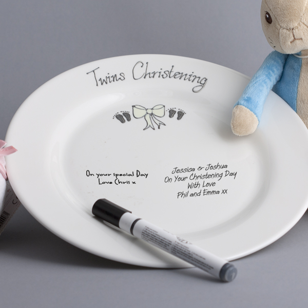 Twins Christening Signature Plate - 28.00 Twins Christening Signature Plate