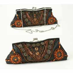 Black Beaded Sequin Clutch Bag