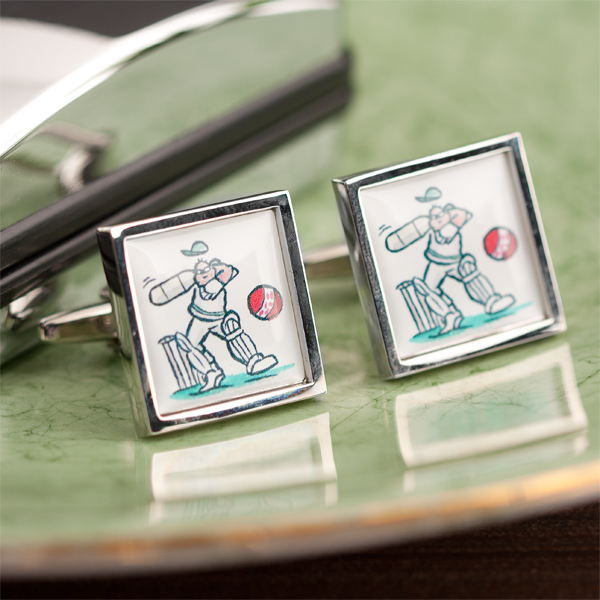 Personalised Cartoon Cricket Cufflinks