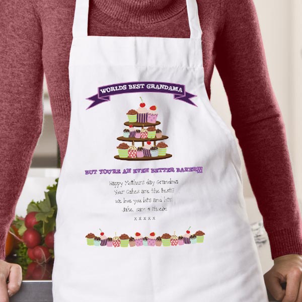 Worlds Best Grandma Cupcake Apron