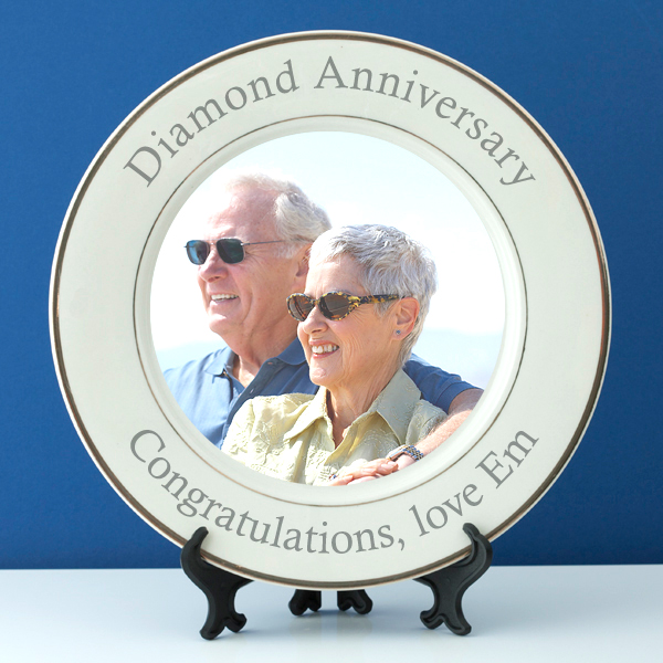 Personalised Diamond Wedding Anniversary Photo Plate