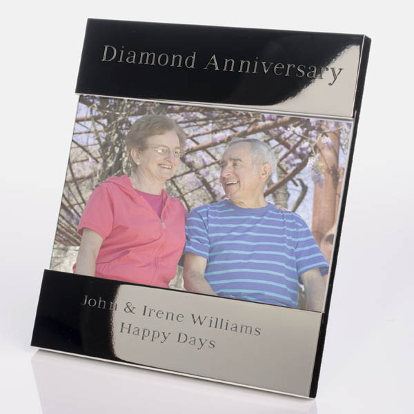Engraved Diamond Anniversary Photo Frame