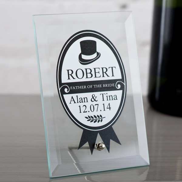 Personalised Father Of The Bride Glass Plaque
