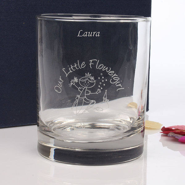 Etched Cartoon Juice Glass Flowergirl