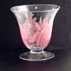 Fluted Candle Holder Pink Daisy