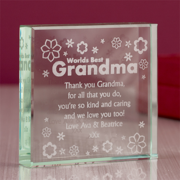 Personalised Worlds Best Grandma Glass Keepsake