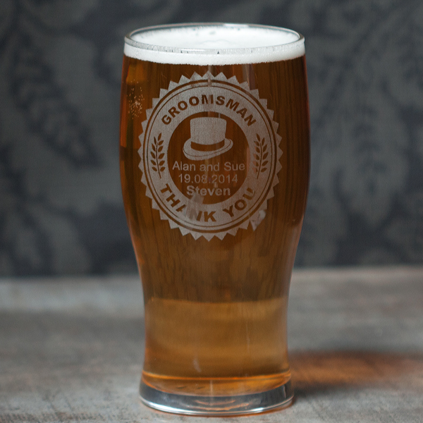 Personalised Groomsman Pint Glass