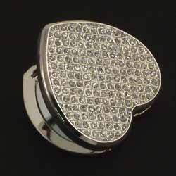 Crystal Heart Compact Mirror