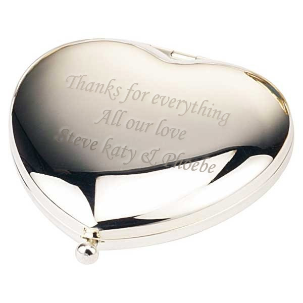 Shiny Silver Heart Handbag Mirror