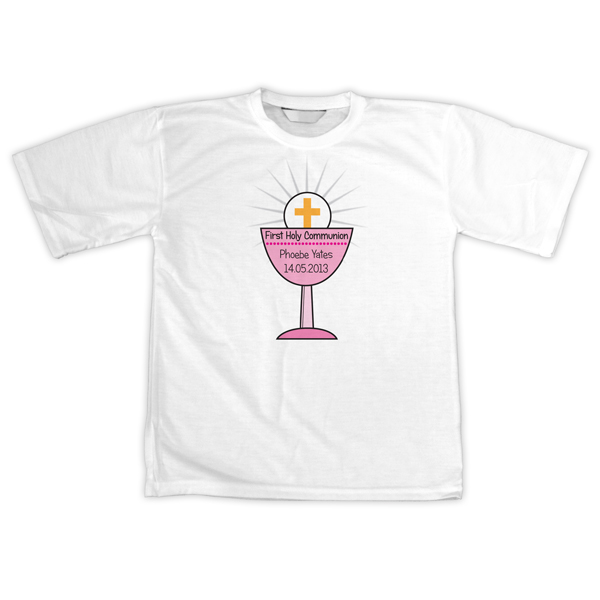 First Holy Communion Personalised T-Shirt Pink - 9.99 First Holy Communion Personalised T-Shirt Pink