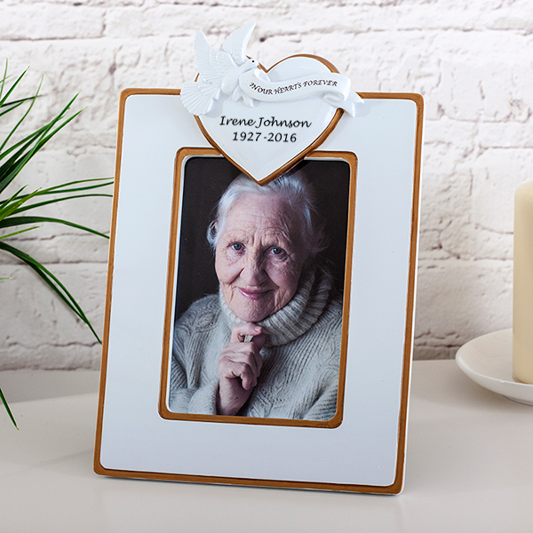 Personalised In Our Hearts Forever Dove & Heart Photo Frame