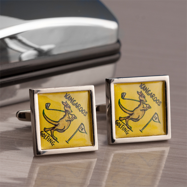 Beware Kangeroos Golfing Cufflinks - Personalised