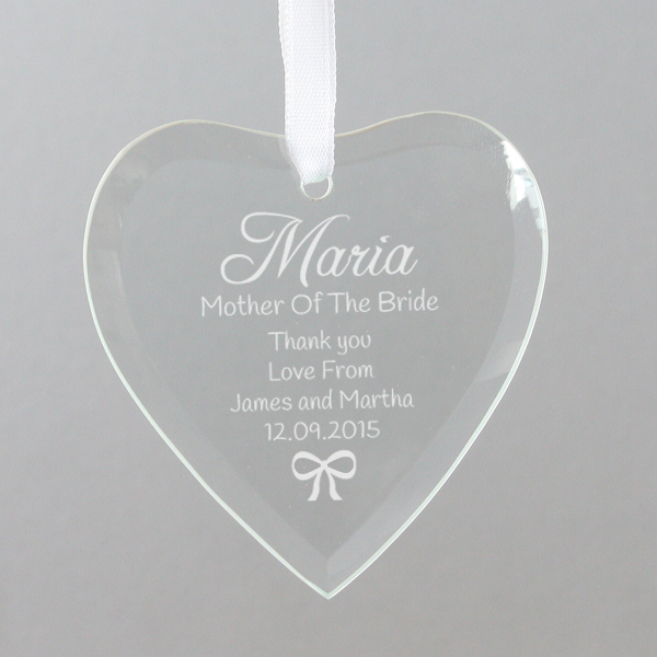 Personalised Mother Of The Bride Hanging Glass Heart