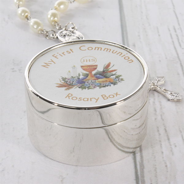 First Holy Communion Trinket Box with Rosary Beads - 9.99 First Holy Communion Trinket Box with Rosary Beads