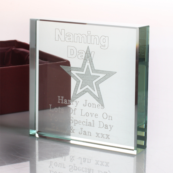 Personalised Naming Day Glass Keepsake - 19.00 Personalised Naming Day Glass Keepsake