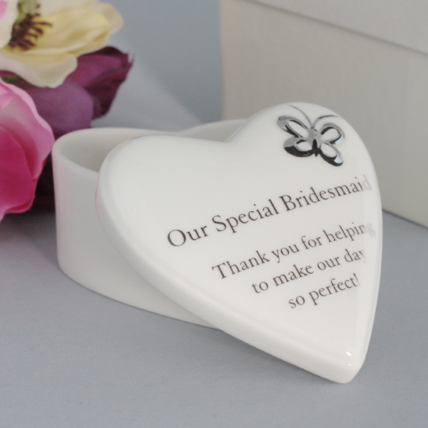 Our Special Bridesmaid Porcelain Heart Trinket Box
