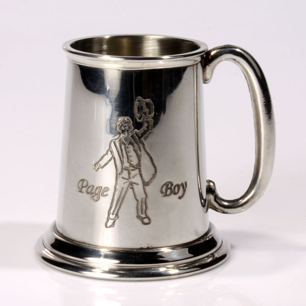 Engraved Page Boy Pewter Tankard