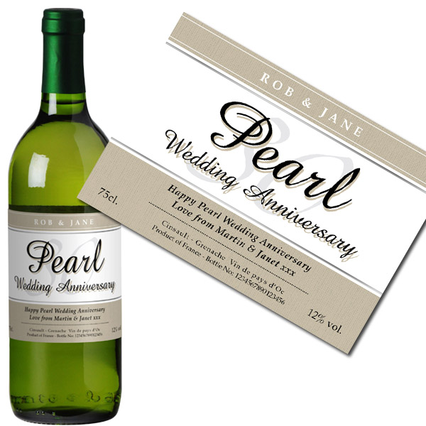 Personalised Pearl Wedding Anniversary White Wine Case of 12