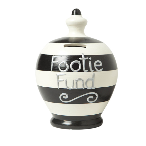 Personalised Footie Fund Terramundi Money Pot Red and White Stripe