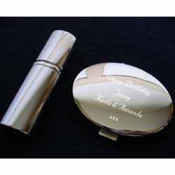 Silver Plated Compact Mirror & Atomiser Gift Set Standard