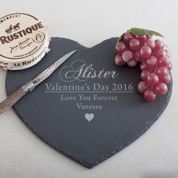 Personalised Valentine's Day Heart Shaped Slate Cheese Board - 14.99 Personalised Valentine's Day Heart Shaped Slate Cheese Board