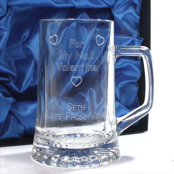 No.1 Valentine Personalised Crystal Pint Tankard Standard De - 23.99 No.1 Valentine Personalised Crystal Pint Tankard Standard De