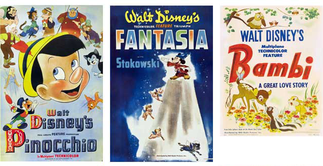 Pinocchio, Fantasia and Bambi - failed to make an impact at the box office