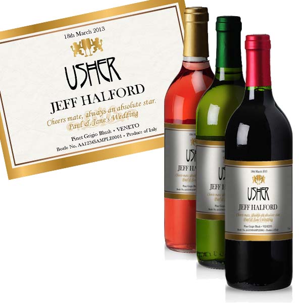 Usher Personalised Wine Gold Gift Carton