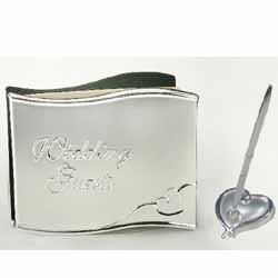 Silver Wedding Guest Book and Pen