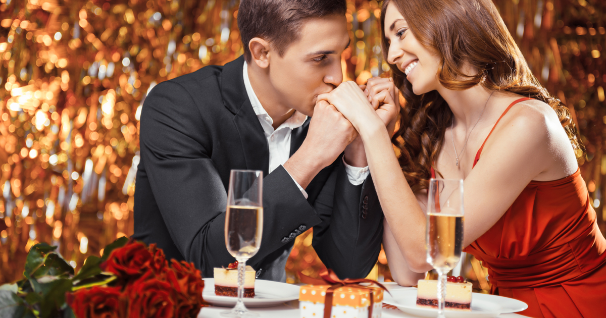 A couple having a Valentine's Day meal