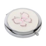 Sophia Silverplated Compact Mirror - Pink Crystal Butterfly