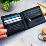 Personalised Free Text Black Leather Wallet