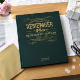 Personalised Retirement Newspaper Book - Green Leatherette Cover