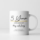 Pair of Personalised Classy 5th Anniversary Mugs