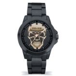 Police Flick Black Skull Dial Watch