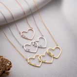 Personalised Three Hearts Necklace in Sterling Silver