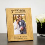Personalised 1st Wedding Anniversary Wooden Photo Frame