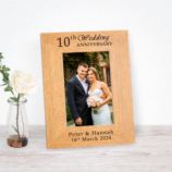 Personalised 10th Wedding Anniversary Wooden Photo Frame