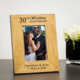 Personalised 30th Wedding Anniversary Wooden Photo Frame