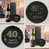 19 Crimes Red Wine & Sauvignon Blanc Gift Sets with 40th Birthday Slate Coaster